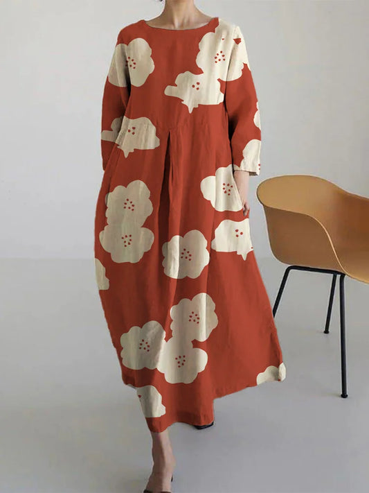 Marce - Swobodna, prosta sukienka damska w kwiatowy print