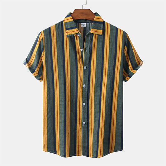 Męska koszula w paski z krótkim rękawem w stylu retro