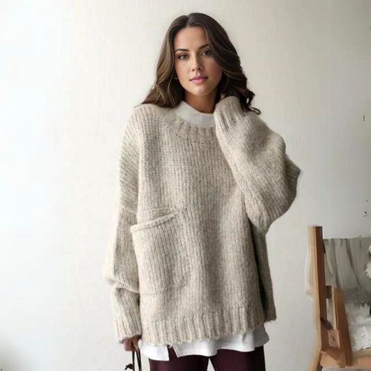 Antonya - Klasyczny sweter z kieszeniami dla kobiet