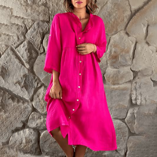 Alice - Letnia sukienka oversize - Casual z guzikami