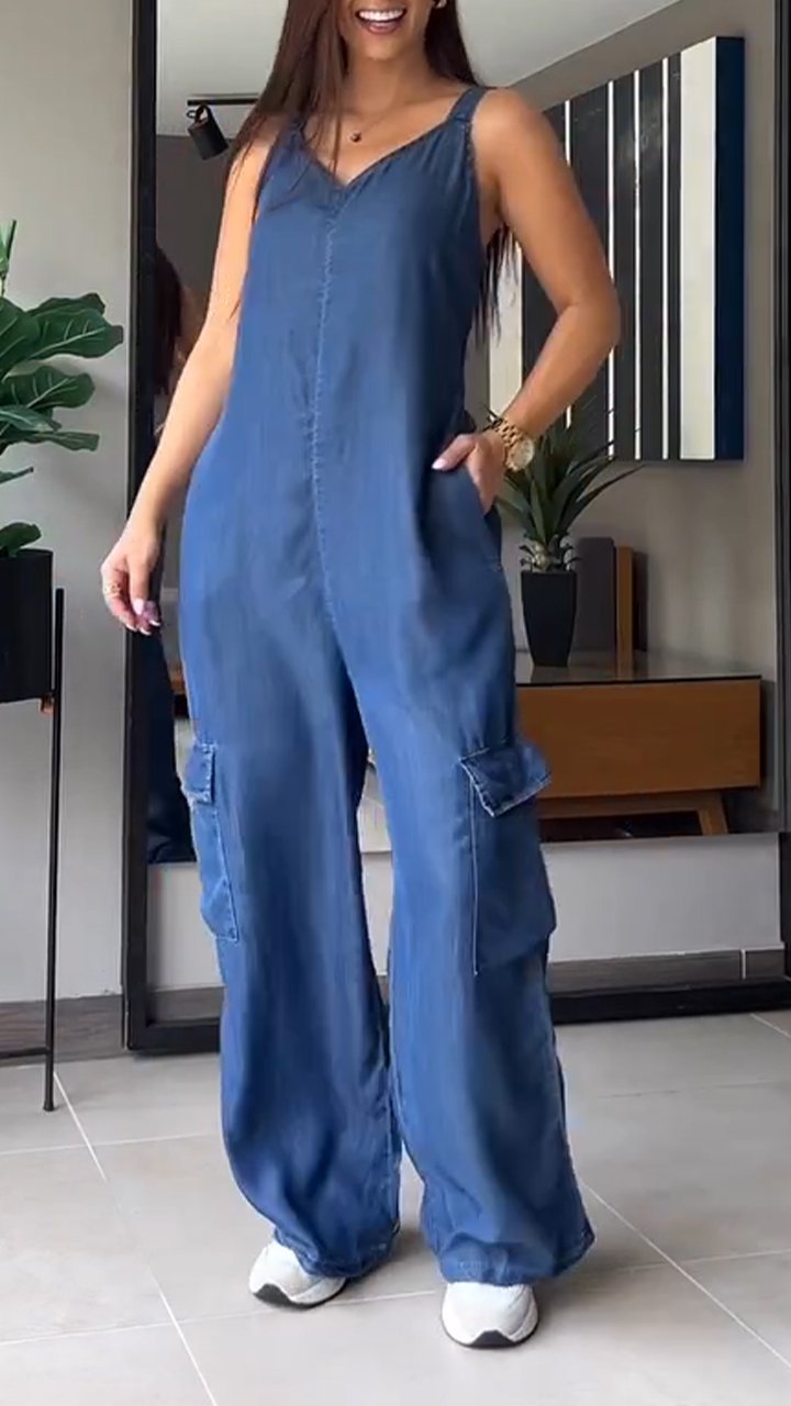 Ileana - Seksowny dżinsowy kombinezon