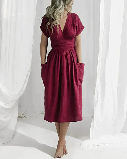 Velly - Elegancka lniana sukienka