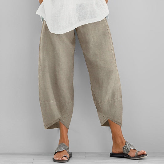 Lniane spodnie casual dla kobiet - Judit