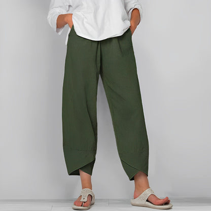 Lniane spodnie casual dla kobiet - Judit