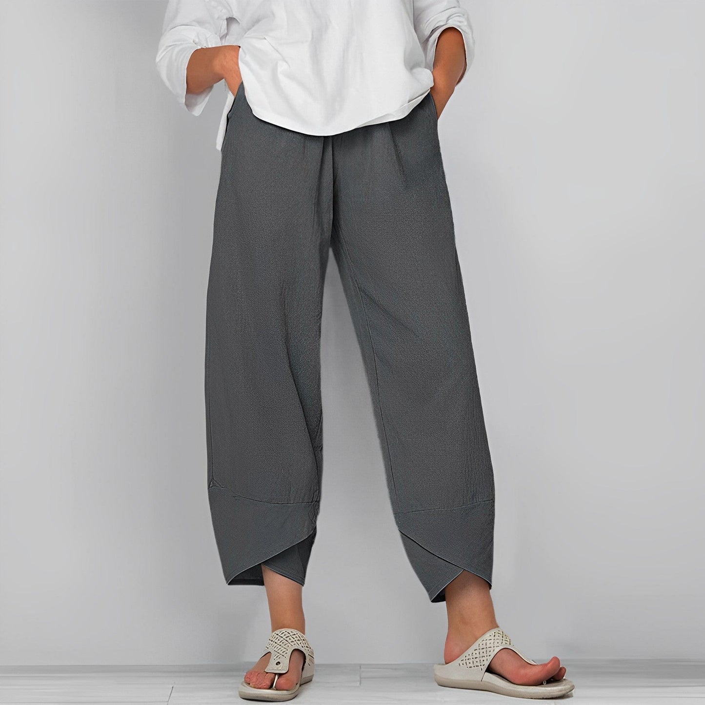 Lniane spodnie casual dla kobiet - Judit