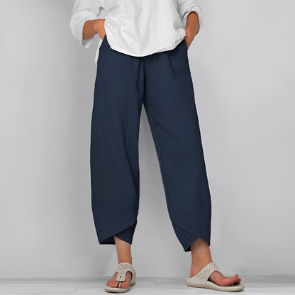 Lniane spodnie casual dla kobiet - Judit