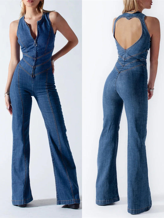 Kaylor - Modny i wygodny niebieski kombinezon damski w stylu retro
