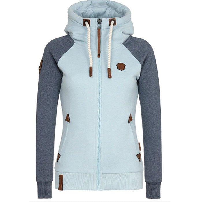 Bluza z kapturem Noemi | Nowoczesna gruba bluza z kapturem zapinana na zamek błyskawiczny ze sznurkiem i kieszeniami