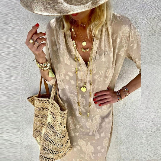 "Mariam" Elegancka sukienka z nadrukiem
