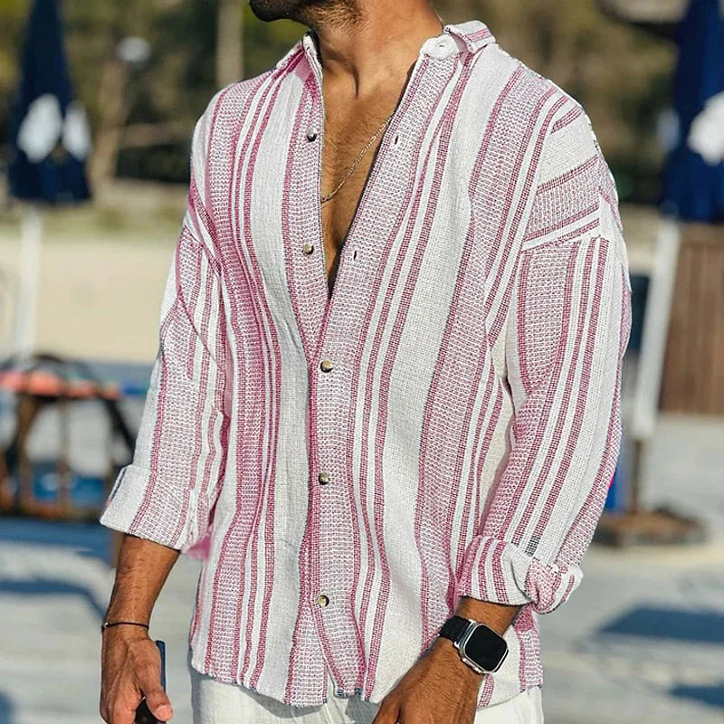 Aaron - Męska lniana koszulka polo w stylu casual