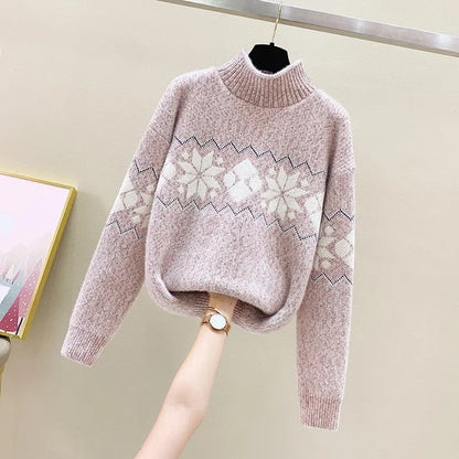 Alina - Dzianinowy sweter z motywem płatków śniegu