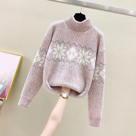 Alina - Dzianinowy sweter z motywem płatków śniegu