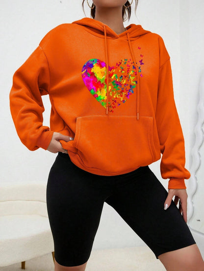 Bluza z kapturem z nadrukiem Shanna | Colouré Heart Butterfly