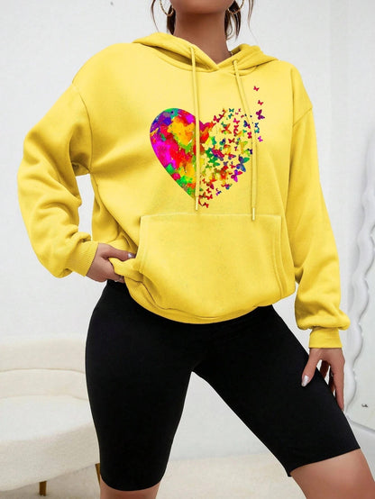 Bluza z kapturem z nadrukiem Shanna | Colouré Heart Butterfly