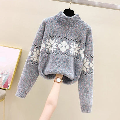 Alina - Dzianinowy sweter z motywem płatków śniegu
