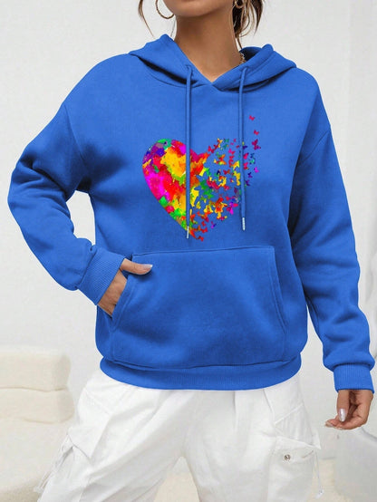 Bluza z kapturem z nadrukiem Shanna | Colouré Heart Butterfly