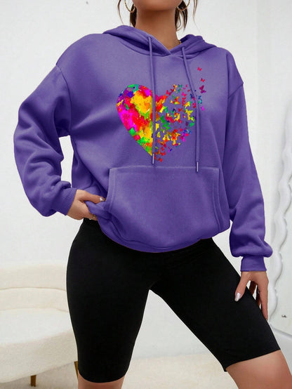 Bluza z kapturem z nadrukiem Shanna | Colouré Heart Butterfly