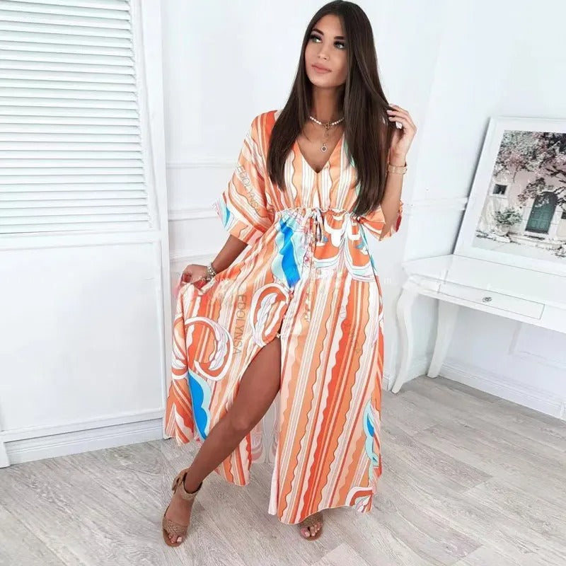 Audrey - Elegancka sukienka z pięknym nadrukiem