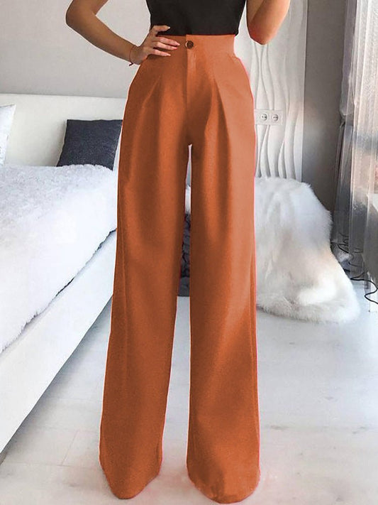 Spodnie Plain Casual Straight z szerokimi nogawkami