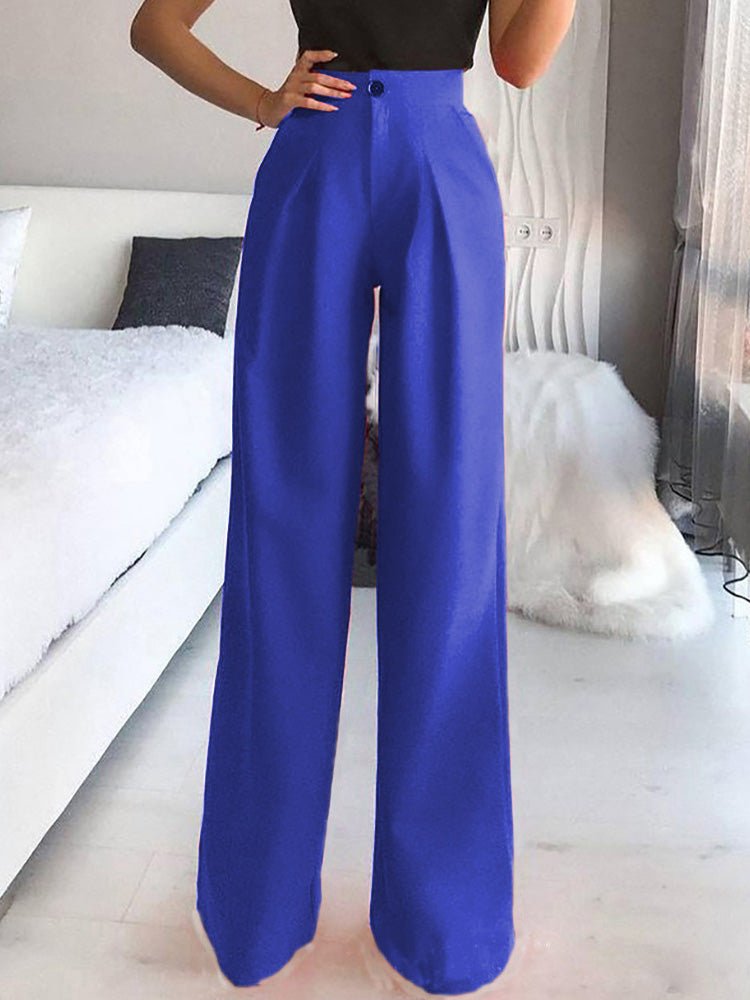 Spodnie Plain Casual Straight z szerokimi nogawkami